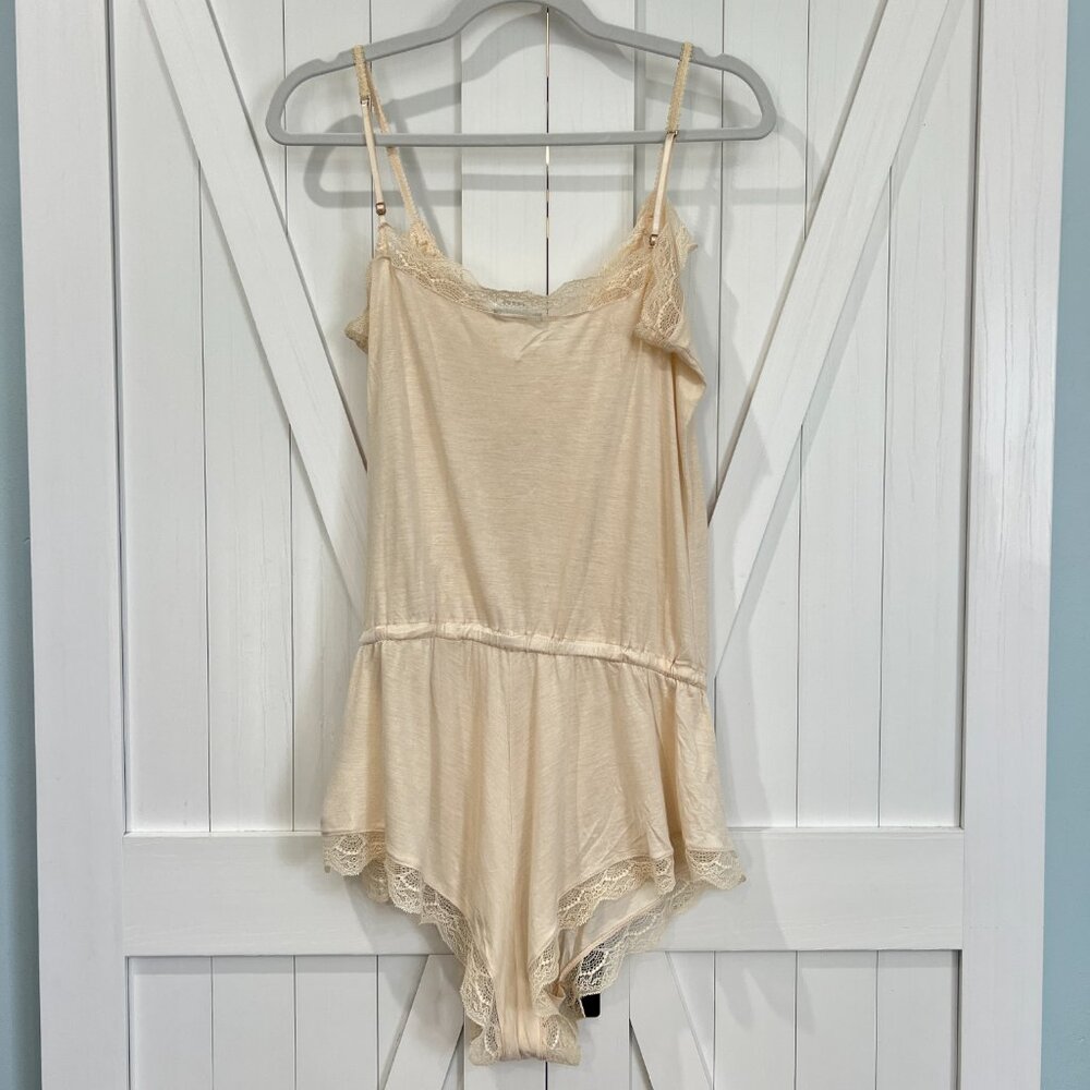 Eberjey Cream Ruffle Lace Romper Pajama - Picture 6 of 6